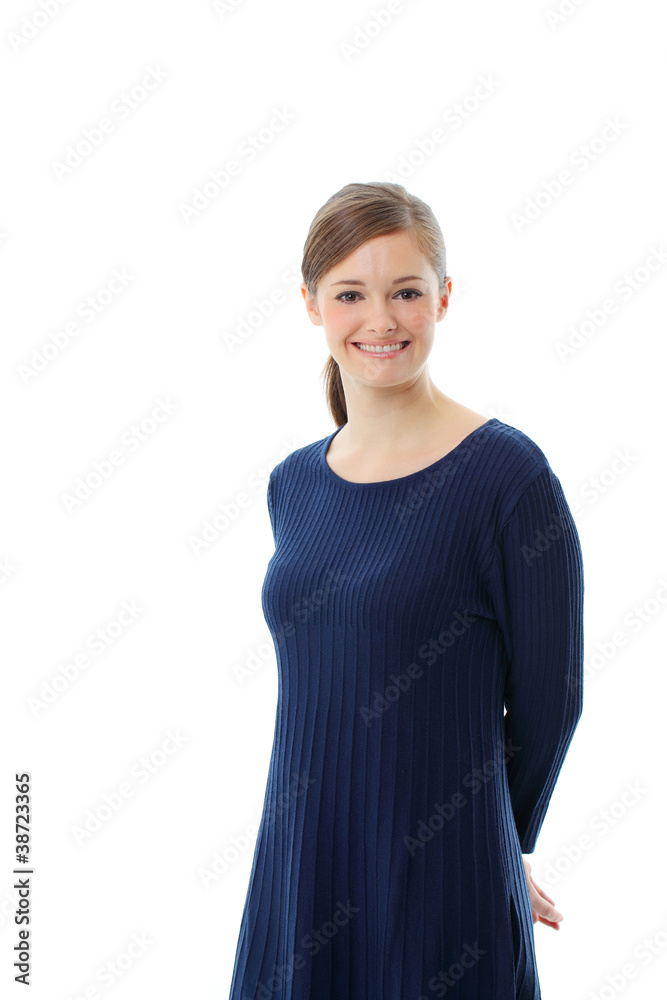 Young smiling happy woman portrait on white. isolated Young smiling happy woman portrait on white. isolated