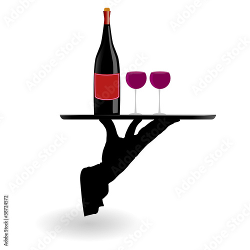 waiter carrying wine glasses on the tray
