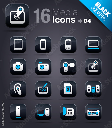 Black Squares - Media Icons