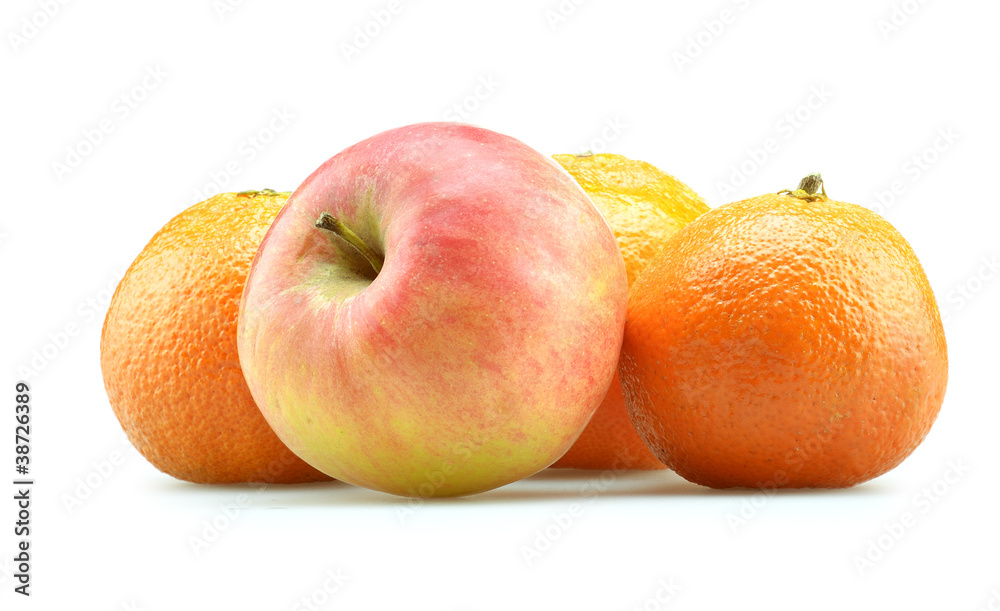 Oranges and apple isolated Oranges and apple isolated