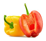 Red and yellow peppers isolated