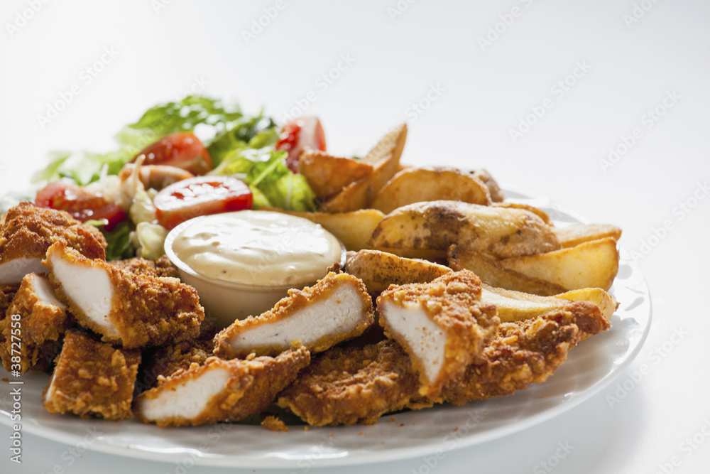 Tasty Chicken Strips With Salad Tasty Chicken Strips With Salad