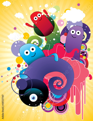 mounstruos divertidos en vector