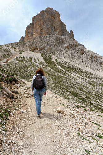 escursionista - hiker on Catinaccio Dolomites