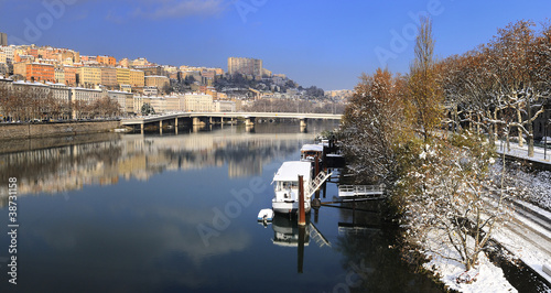 Lyon Croix Rousse and Rhone river photo