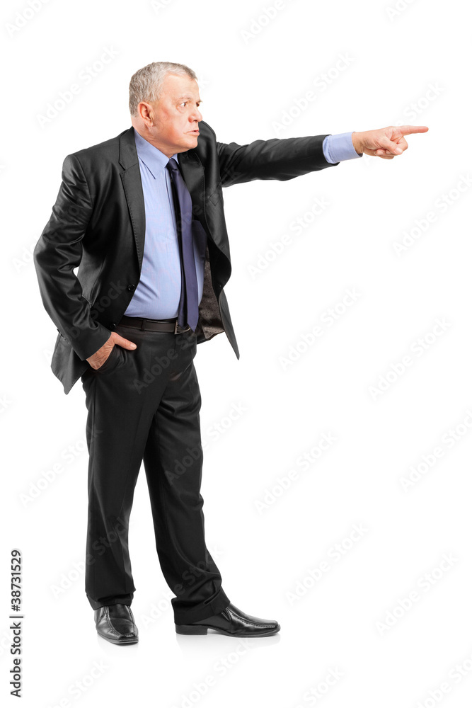 Full length portrait of an angry boss firing an employee Full length portrait of an angry boss firing an employee