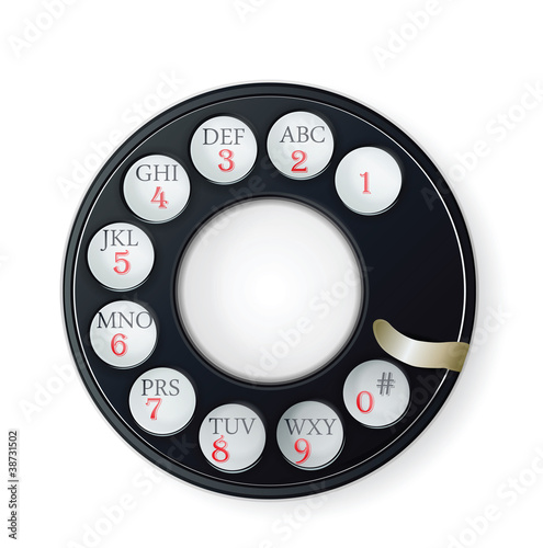 Rotary Phone Dial isolated on white