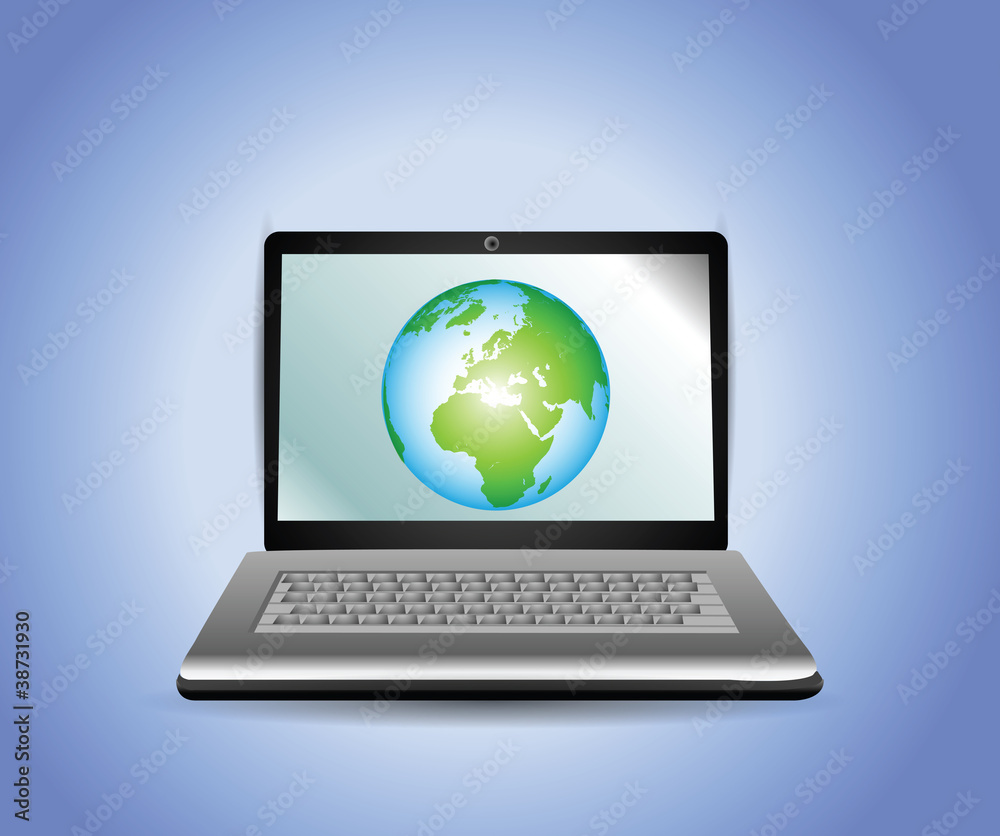 Laptop with Earth Globe