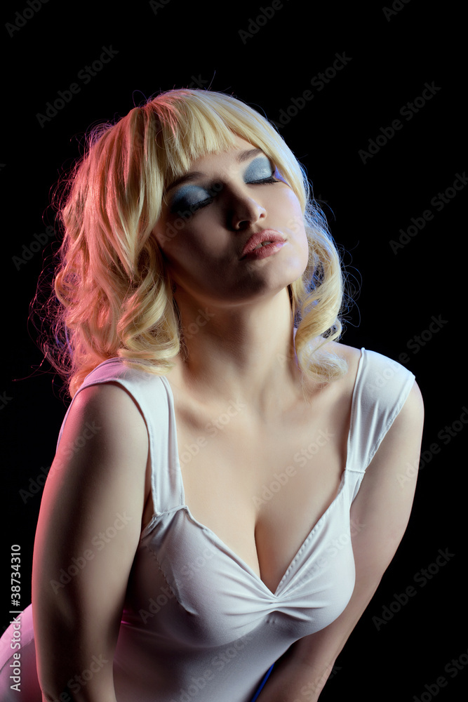 sensuality potrait of pretty woman in white cloth sensuality potrait of pretty woman in white cloth