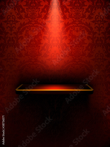 Empty shelf, red luxury