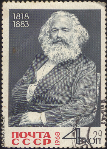 stamp printed in USSR, shows the portrait of a Karl Marks photo