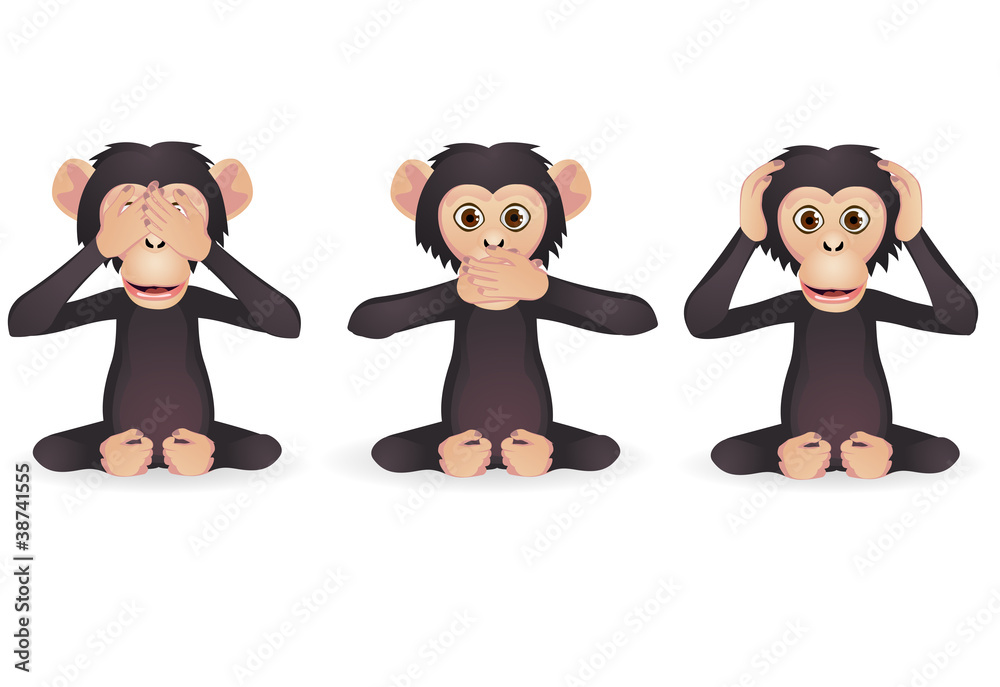 Fototapeta premium Hear no evil, speak no evil, see no evil (Three wise monkey)