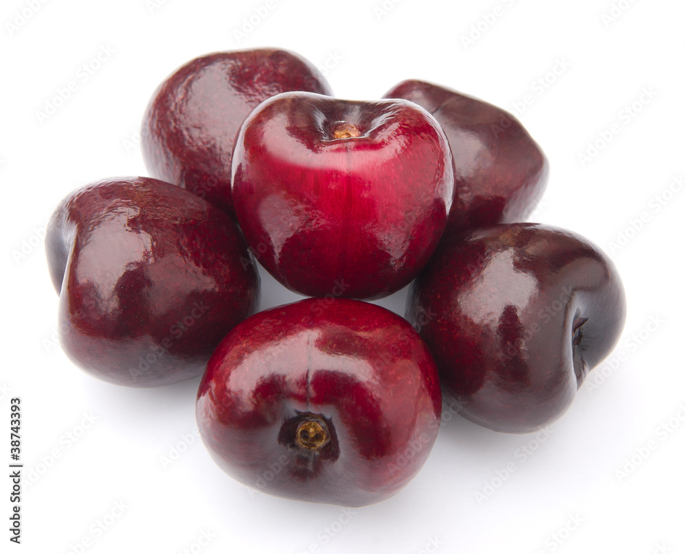 Fototapeta premium fresh cherries on white background