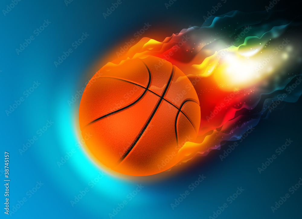 Obraz premium bright flamy symbol on the blue background