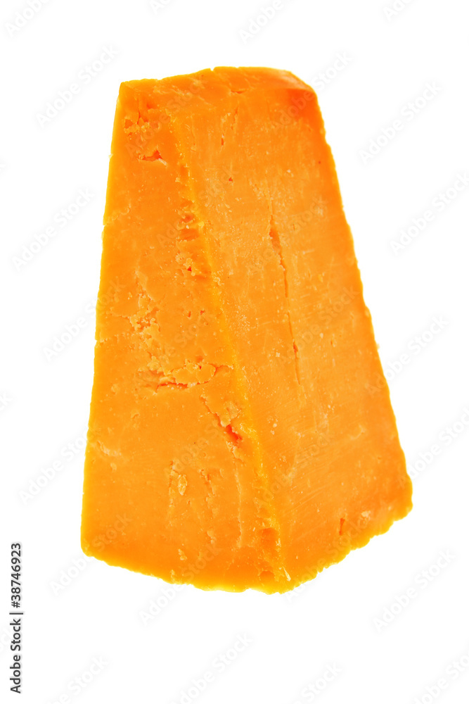 cheddar cheese isolated on a white