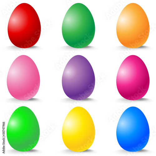Colorful Easter Eggs vector set on white.