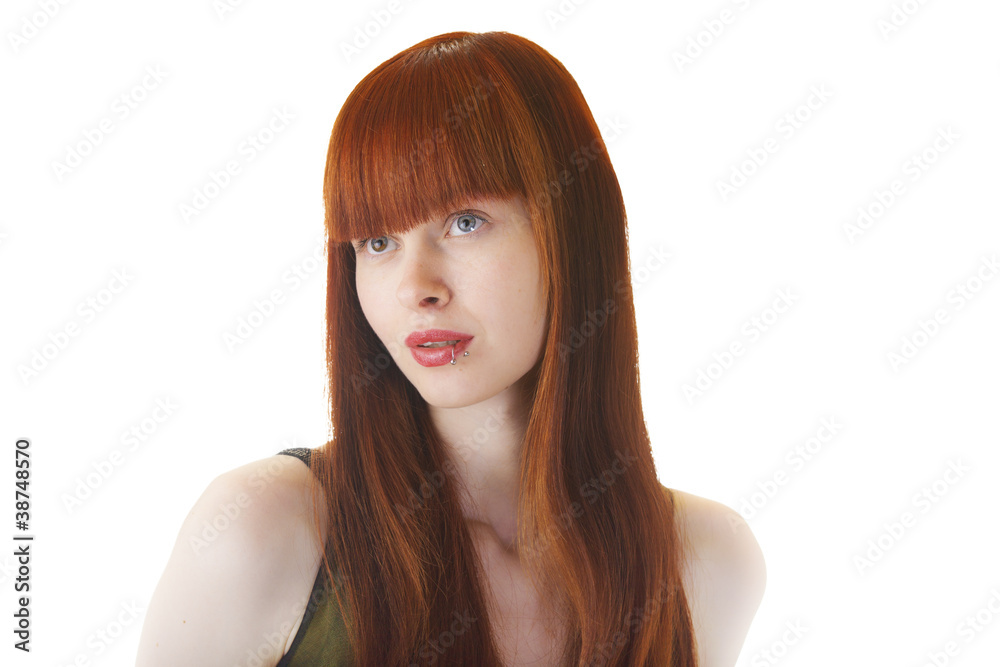 Naklejka premium Portrait einer jungen Frau mit langen Haaren