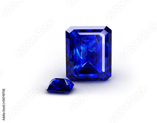 Blue gem on a white background