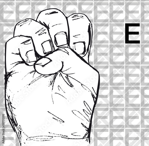 Sketch of Sign Language Hand Gestures, Letter E