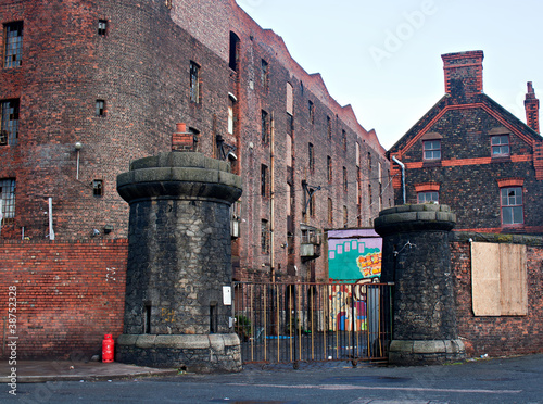 Old derelict victorian tobacco warehouse in Liverpool UK, Grade photo