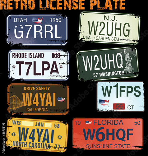 retro licence plates #38753195