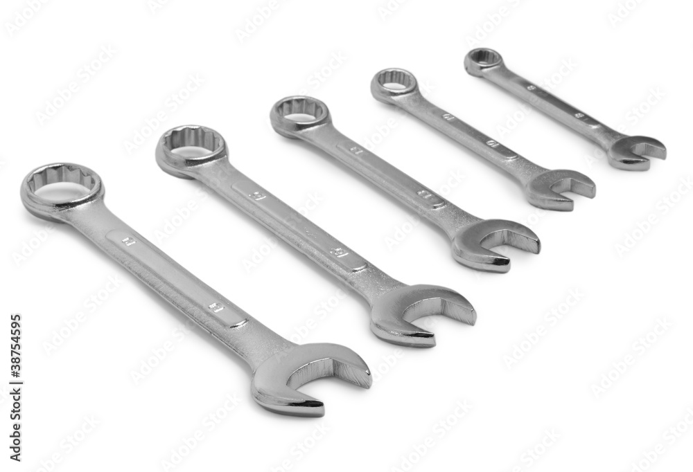 wrench spanners tools isolated on a white background wrench spanners tools isolated on a white background