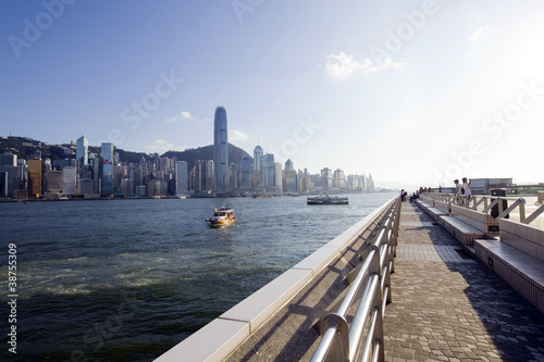 Photography Victoria harbor with Hong Kong skyline in the background