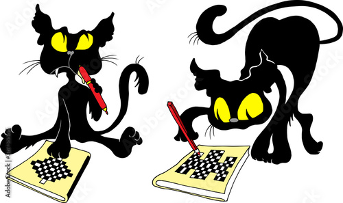 cat and a crossword puzzle