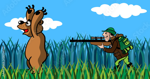 Bear and the hunter