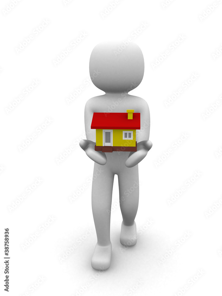 3d person with a house. Presentation 3d person with a house. Presentation