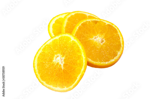 Orange sliced on white background