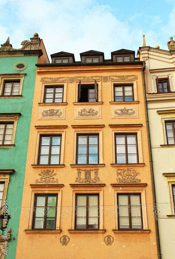Old buildings on the central square of Warsaw