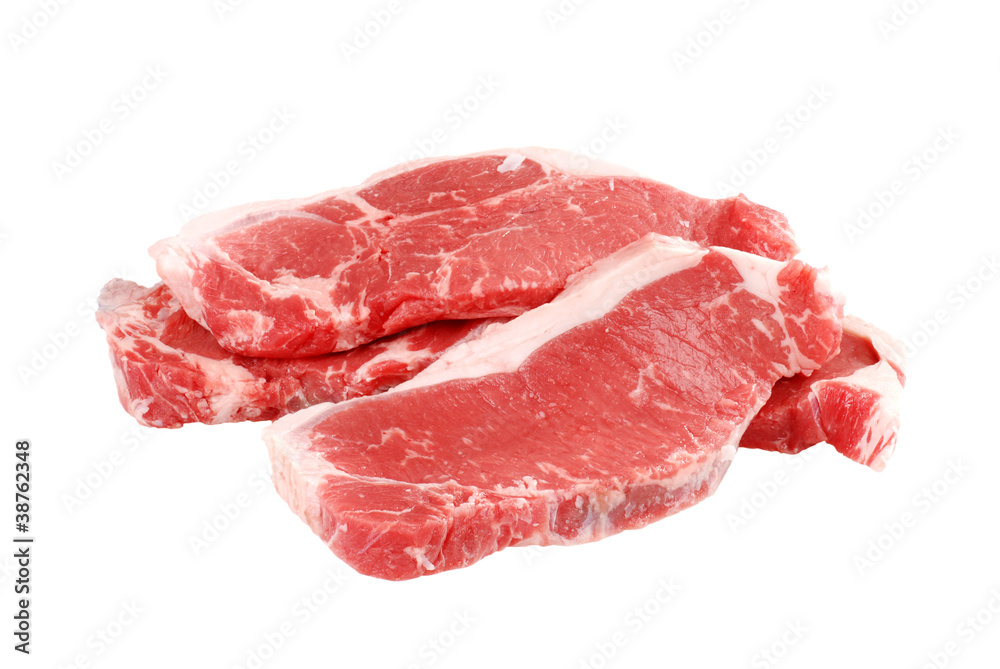 Pile of strip loin steaks