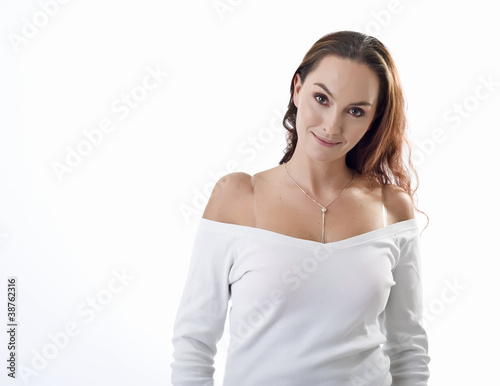White dressed attractive female