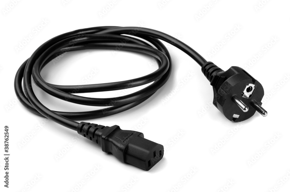 Black power cable with plug and socket Black power cable with plug and socket