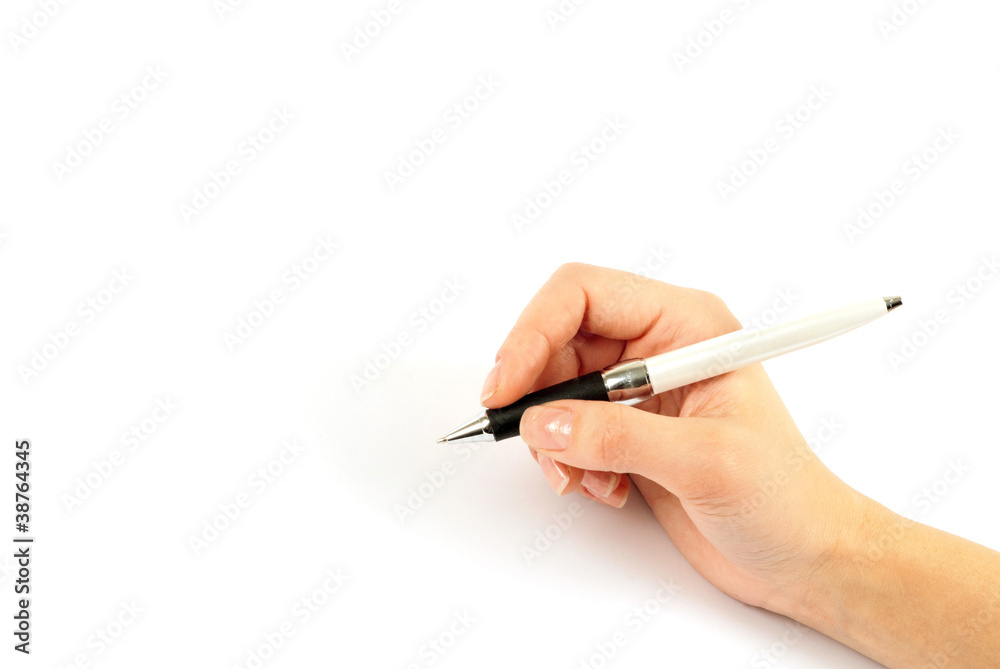Closeup of a hand writing, on isolated on white background. Closeup of a hand writing, on isolated on white background.
