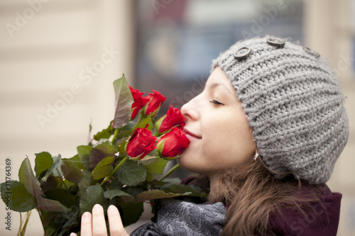 Woman with roses photo