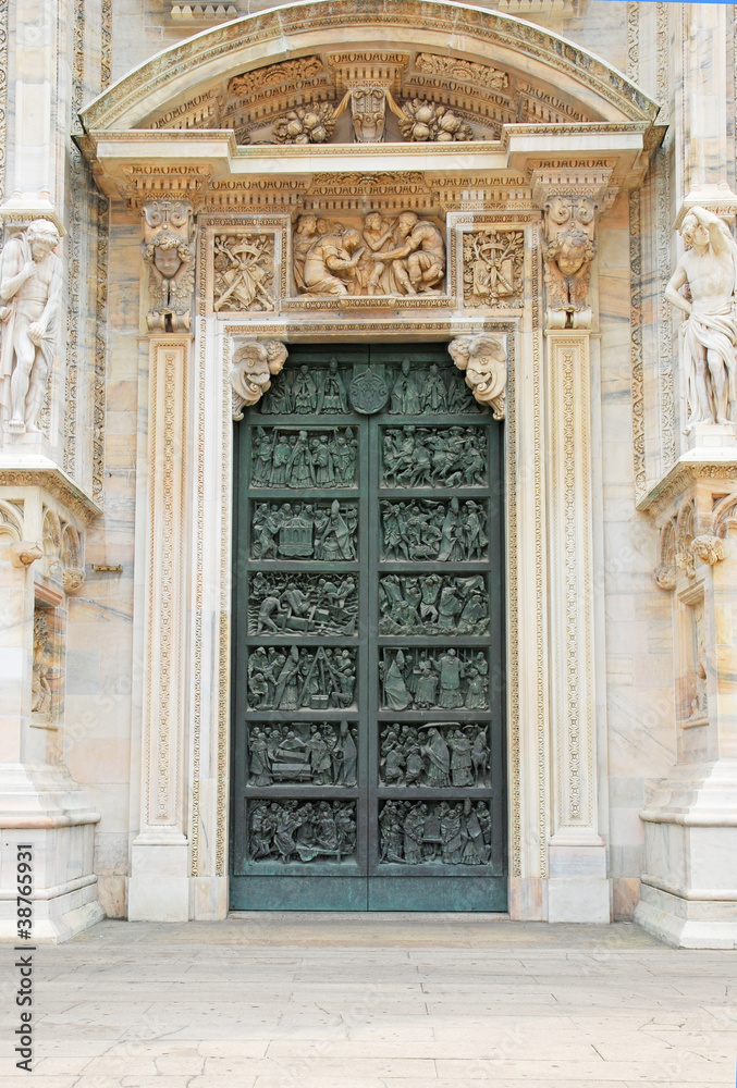 Italy, Milan the  Cathedral door