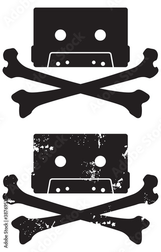 Cassette tape skull and crossbones icon