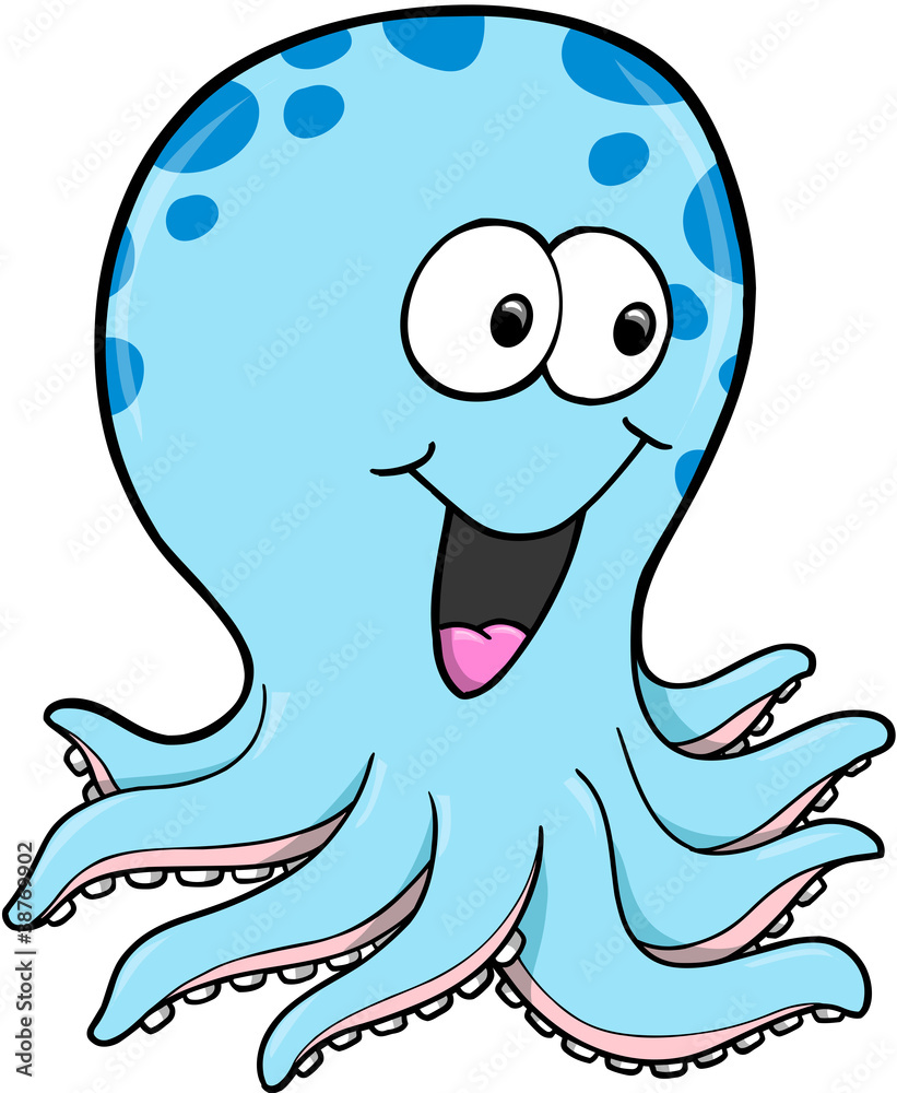 Happy Silly Octopus Ocean Vector Illustration