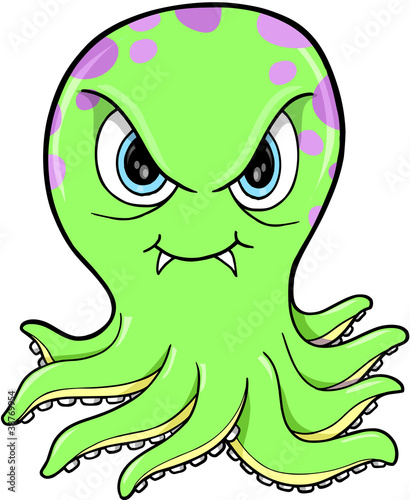 Evil Octopus Vector Illustration