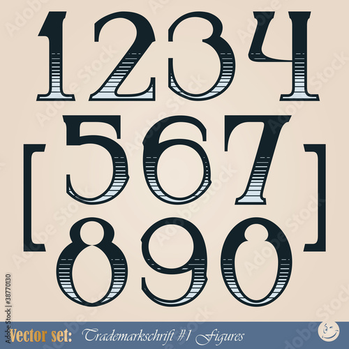 Set of vector digits of the alphabet