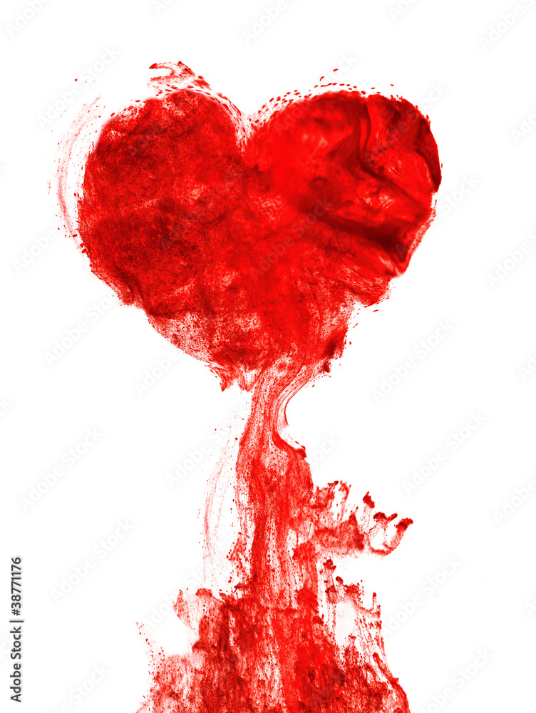 Heart shape ink of blood