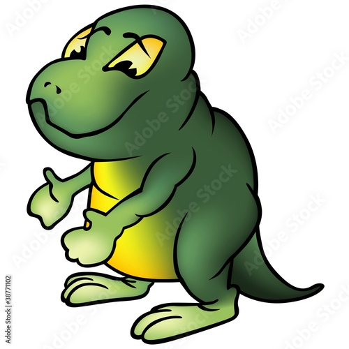 Green Brontosaur - Colored Cartoon Illustration