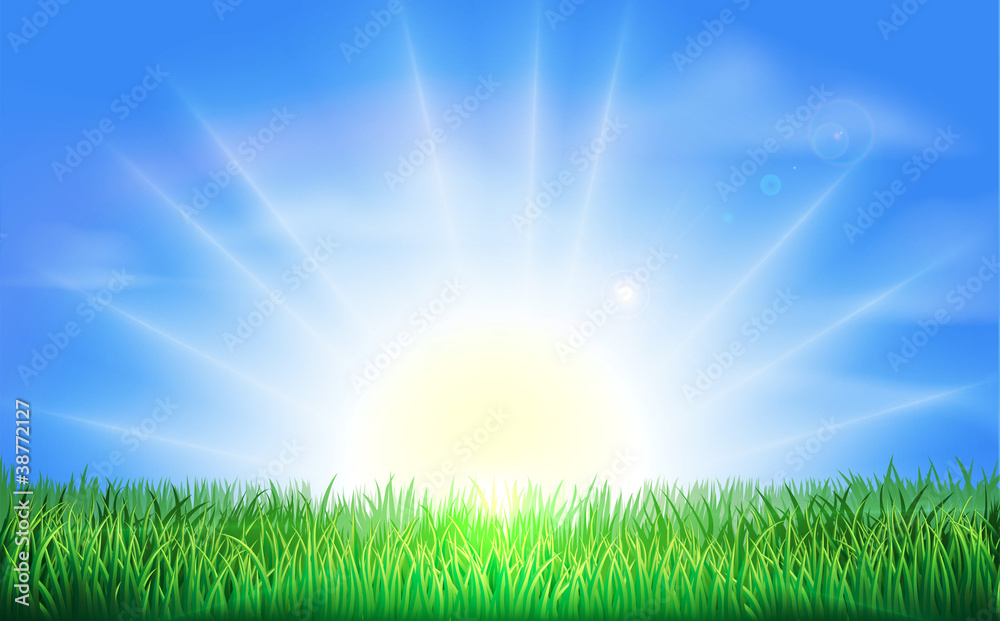 Sunrise over green field of grass Sunrise over green field of grass