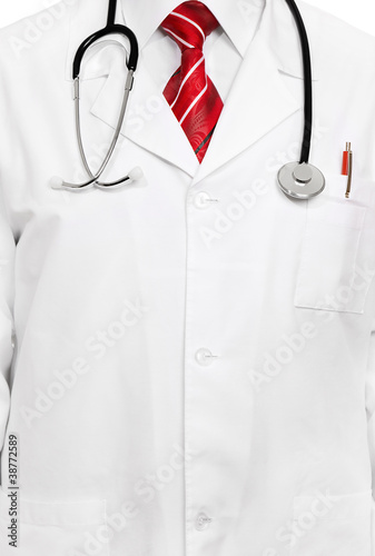 Close up of a doctors lab white coat