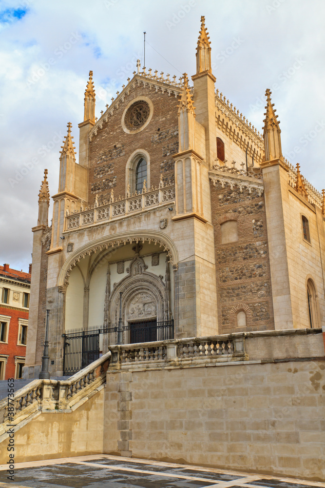 Facade of San Jeronimo el Real Church, Madrid, Spain