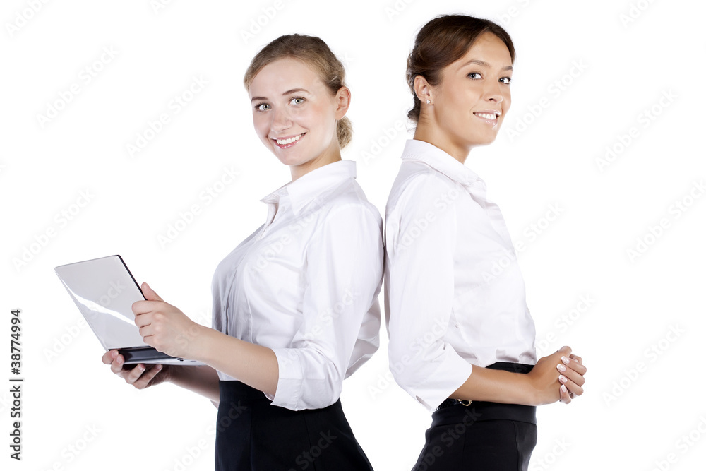 Portrait of two successful business women, isolated on white bac Portrait of two successful business women, isolated on white bac