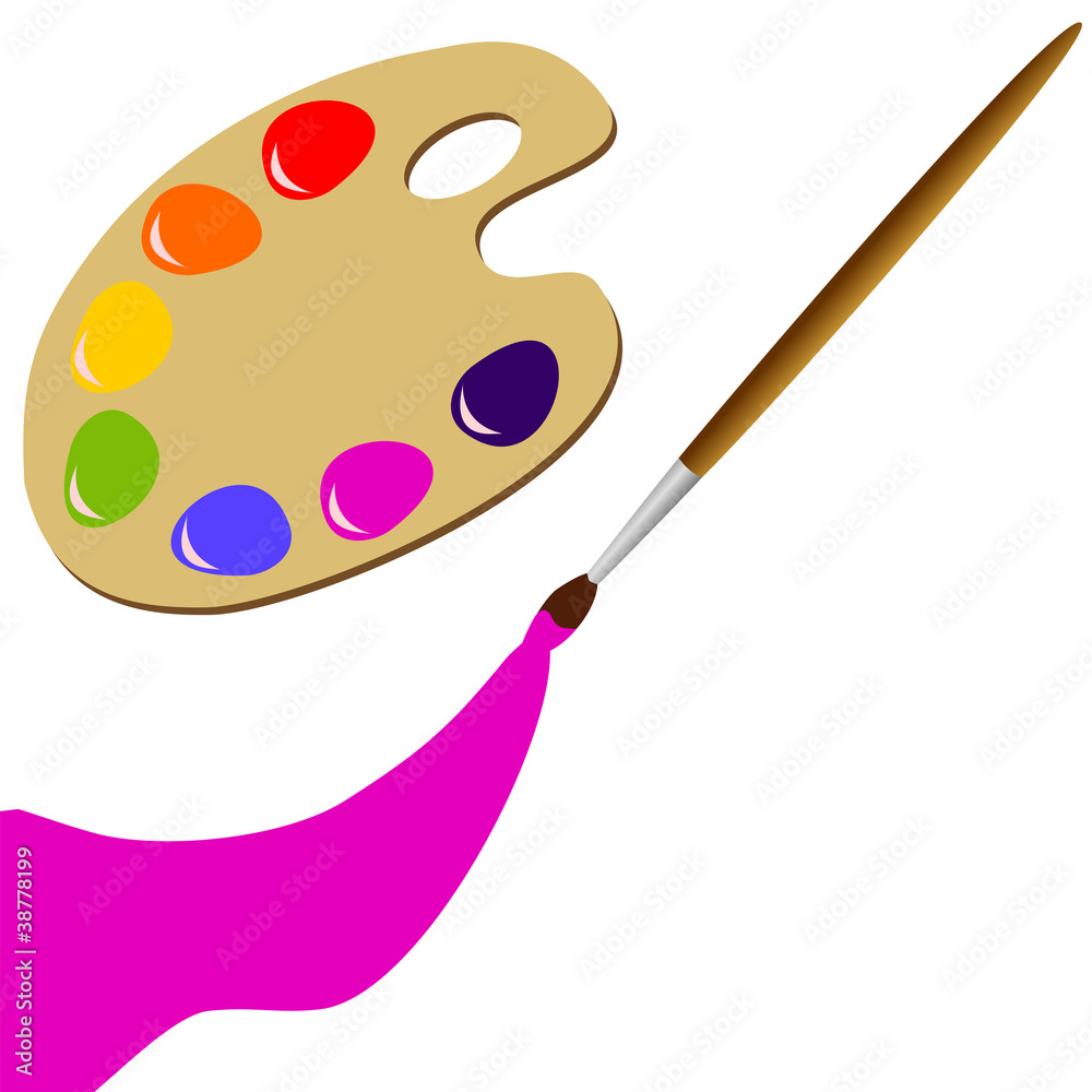 Obraz premium Farbpalette mit Pinsel