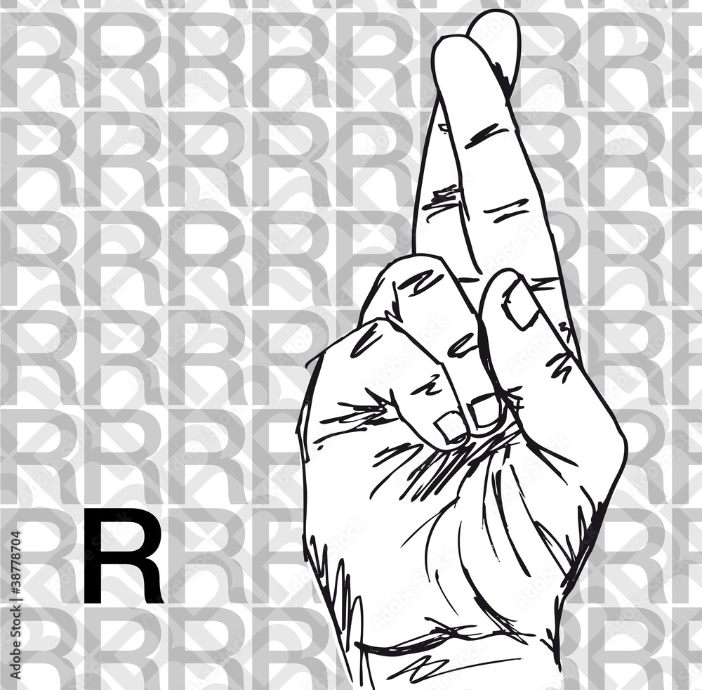 Sketch of Sign Language Hand Gestures, Letter R. Stock Vector Adobe Stock